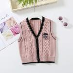 OEM Customized Kids Autumn Winter Children Patch Buttons V-neck Knitted Cardigan