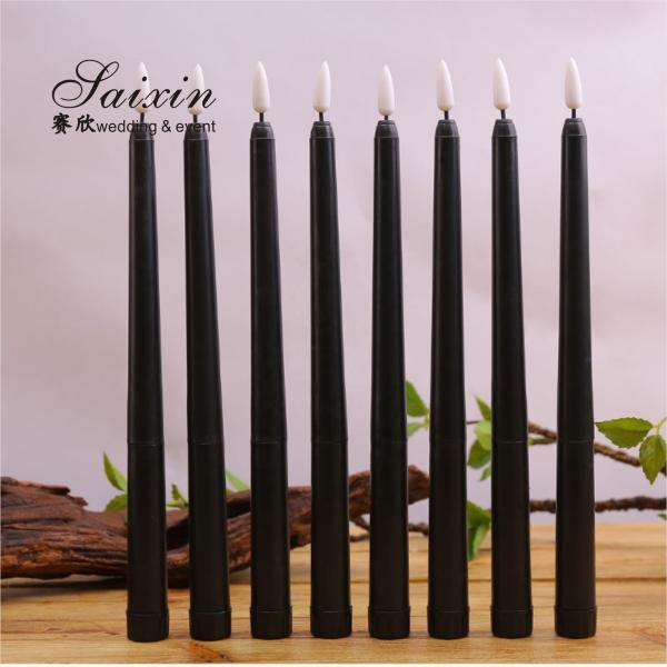 Factory wholesale remote control black LED acrylic plastic thin taper candles