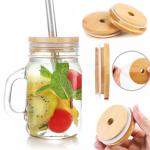 Food Storage Jar With Bamboo Lid For Candy, Cookie, Rice, Sugar, Flour, Pasta,