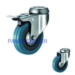 Rubber 75mm Trolley Wheels , Swivel Bolt Hole Castors With Brake