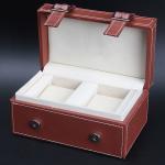 Luxury Waterproof Velvet Double Watch Box Brown Rectangle Durable For Men'S