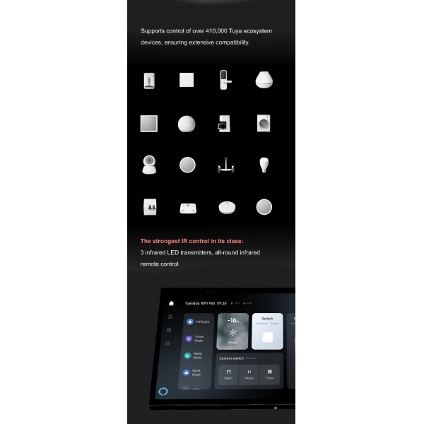 8" Smart Panel: Built-in Alexa, Zigbee Gateway, Music System, 2+16G