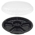 10 Inch Disposable Divided Plastic Food Tray Platter Appetizer Tray With Lid