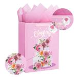 Custom Pattern Type Folding Pink Wedding Gift Packaging Tote Paper Bag for