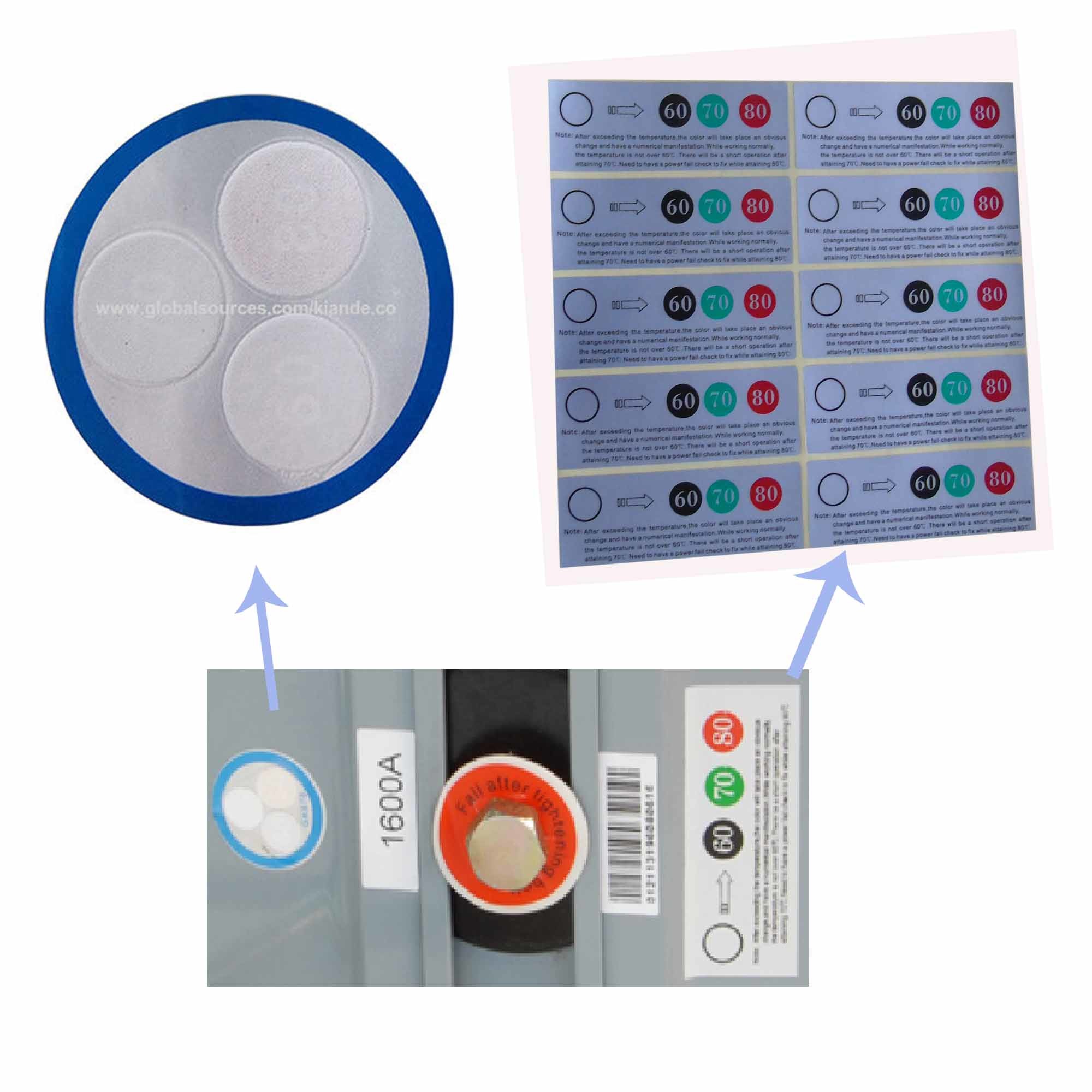 Temperature Indicator, Temperature Monitoring Stickers for Busbar Accessory, Temperature stickers