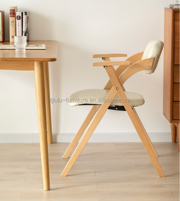 Wood Dining Chair Living Room in Modern Style W52.5*D60*H77.5CM with Foldable Design
