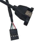USB2.0 Main Board 4pin 2.54mm Dupont To Usb2.0 Female Usb Panel Mount Cable