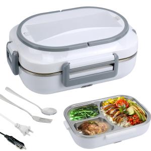 Wholesale Electric Lunch Box Food Heater Portable Food Warmer With Fork &amp; Spoon 60W Lunch Box 1.5L Crockpot Lunch Warmer Grey from china suppliers