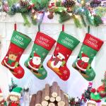 Pack Rustic Christmas Stockings, Penguin Snowman Claus Santa and Reindeer,