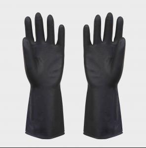 Quality heave duty latex black industrial rubber glove for sale