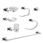 Modern Square SUS304 Bar Bathroom Hardware Accessories 7 Piece Wall Mounted