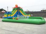 Green Castle Theme Waterproof Inflatable Pool With Octopus Slide On Ground