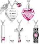Urn Necklace For Ashes Keepsake Cremation Heart Cross Cubic Jewelry For Ashes