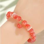 Pink Agate Bracelet For Women - Feng Shui Love Energy Stretch Bracelet With