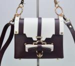 Bow hit the color stitching Korean pu shoulder bag with a clasp women's shoulder