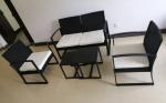 Garden Steel Plastic Double Wicker Sofa Two Coffe Tables 5 Set