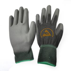 Wholesale Seamless Knitted ESD PU Palm Fit Gloves With Polyester Liner from china suppliers