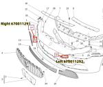 For Maserati Ghibli M157 2014-2020 Bracket Glossy Black Trim Holder Front Bumper