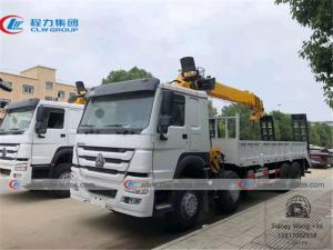 China 8x4 HOWO Flatbed Truck Mounted Telescoping Boom Crane on sale