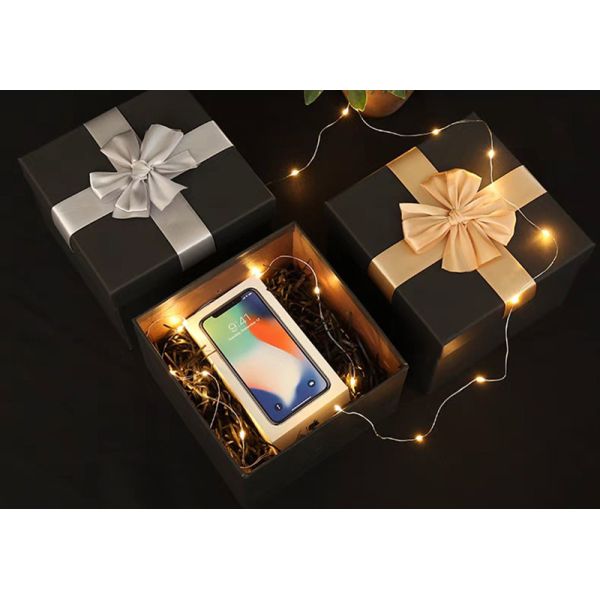 Gelebor Pearlescent Black Cardboard Gift Packing Box For Garment