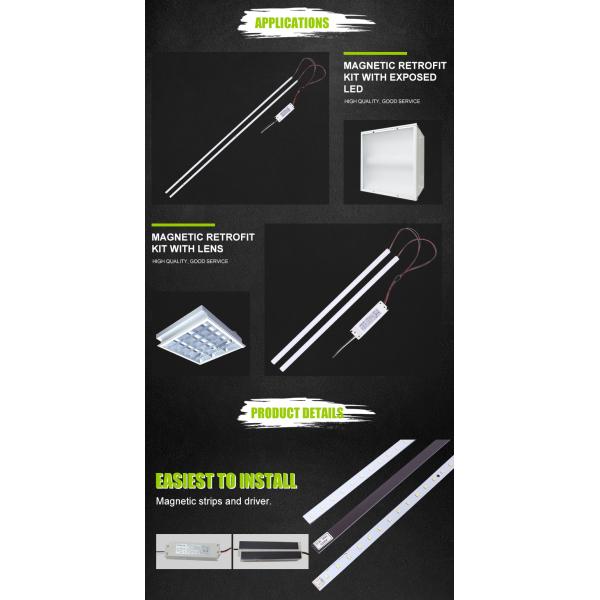 50000 Working Time LED Magnetic Linear retrofit Kit Troffer Lights 34W For Commercial Office