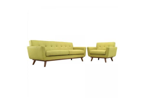 Mid - Century Style Reclining Sectional Sofas , Modern Yellow Fabric Recliner
