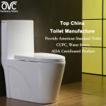 Fully Glazed Trapway Elongated CUPC Toilet For Small Space Slow Down Seat Cover