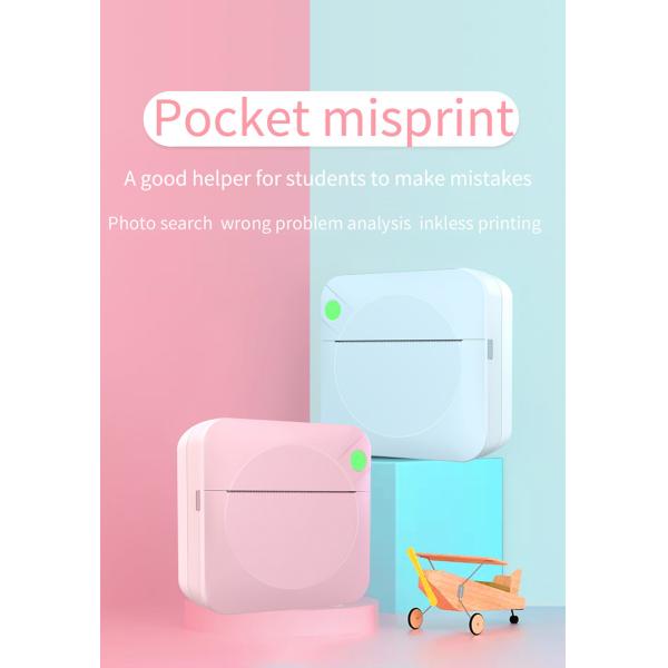 Colored Portable Mini Inkless Thermal Printer Sticker Maker 1000mA 3.7V