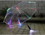Golf Transparent Umbrella With LED Light For Rain With Fiberglass Ribs And