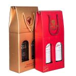 Matte Coating Embossing Double Wine Bottle Gift Boxes With Handle