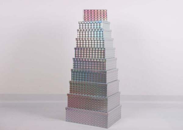 Rectangle Printing Xmas Gift Packaging / 10ct Christmas Nesting Boxes Multi