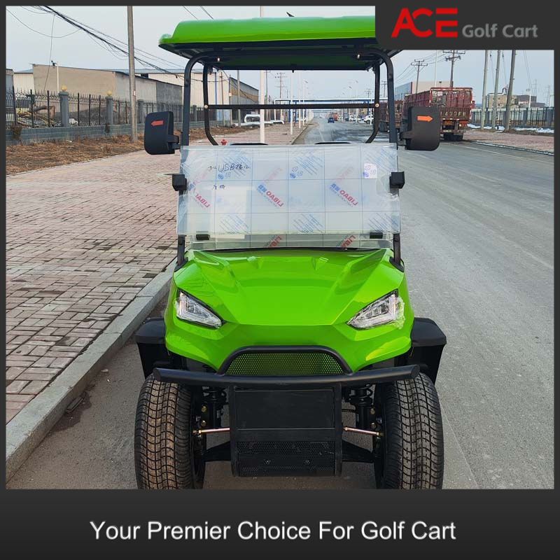 Green Color Steel 4 Seat Electric Golf Cart Lithium Battery Lifted