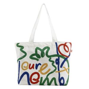 Wholesale Large Capacity Customized Color Canvas Shopping Bag with Smiley Face Design and Logo from china suppliers