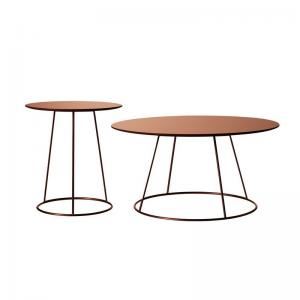 China Modern Fashionable Round Metal and Walnut Coffee Table on sale