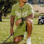 Custom Logo Knitted Mohair Polo Shirt Tracksuit Sweatsuits Unisex Shorts Set Men