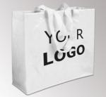 Promotional logo printed cheap reusable black pp woven shopping custom bags, PP