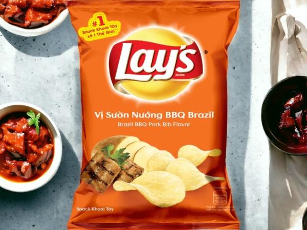 Lay's Brazil BBQ Pork Rib Flavor Chips - Bulk Case of 40 Packs (90g Each) for