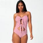 Tiered Layer Tie a Knot Front Top With Low waist Bikini swimsuit high cut