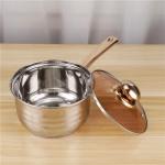 16cm Stainless Steel Kitchen Sauce Pans Single Handle Milk Pot With Lid