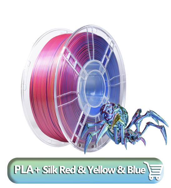High Speed PLA+ 3D Filament Filament 1.75mm Silk Red Yellow Blue PLA+ silk