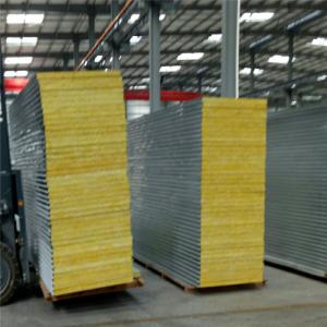 Wholesale insulated sandwich panel fireproof 50mm glass wool roof tile for worker camp from china suppliers
