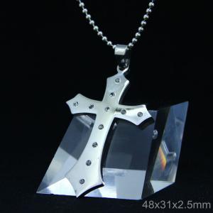 Wholesale Trendy Stainless Steel CZ Crystal Stones Inlay Cross Plus Symbol Necklace Pendant LDC111 from china suppliers