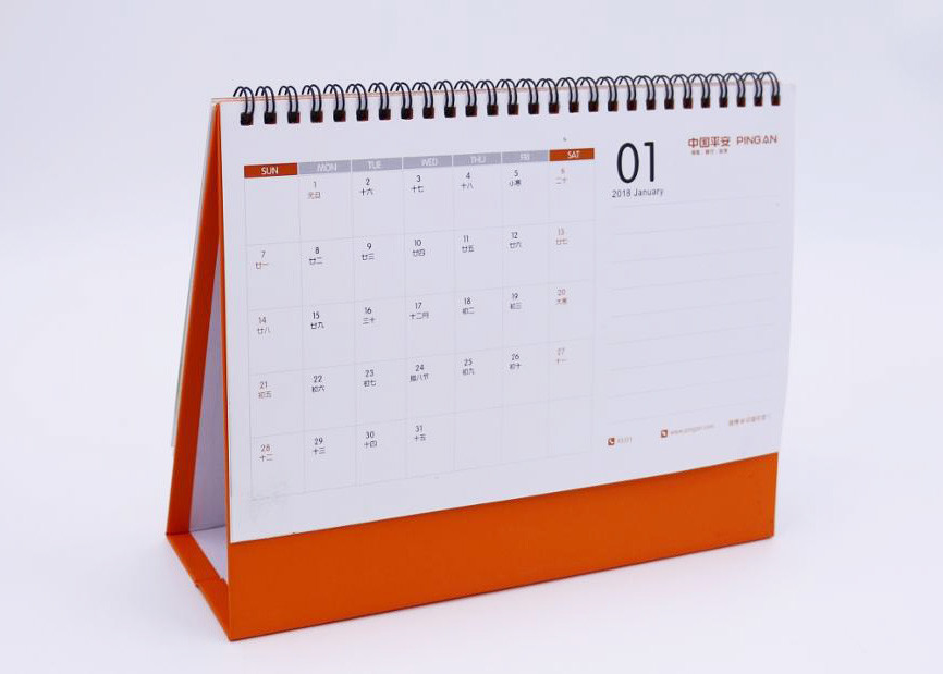 Spiral Customized Self Standing Desk Calendars Duplex Board For Gift Promotion
