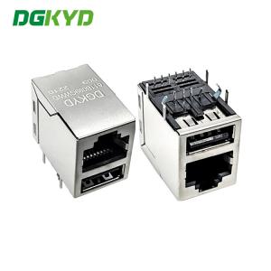 Wholesale DIP Single USB G/FU RJ45 Network Socket With Dual Ethernet Jack from china suppliers