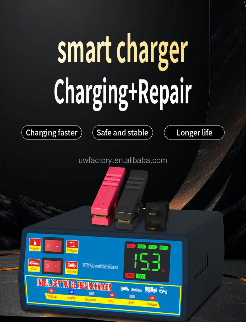 12V10A 24V5A Automatic Intelligent Repair Battery Charger with ABS Material and 15W/10W/7.5W/5W Automatic Identification