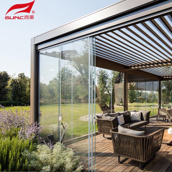 Waterproof Motorized Aluminum Pergola for Wall-mounted Installation in Swimming