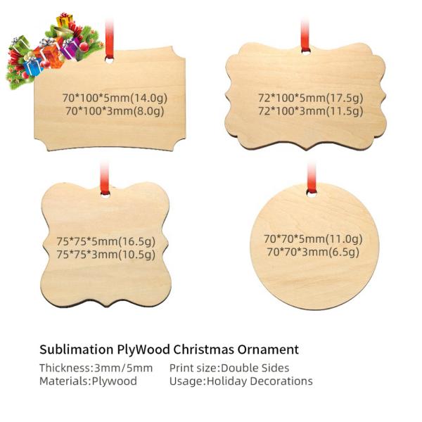Customized Printing Sublimation Wooden Christmas Ornaments Decorations
