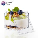 Europe-Pack direct sell disposable 130ml square cups with lid for dessert