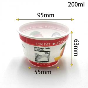 China 95mm top size198g yogurt Plastic packaging cup customised logo on sale