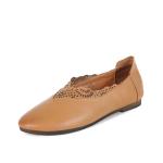 S434 Spring And Autumn New Classic Round Toe Leather Shoes Hollow Out Literary